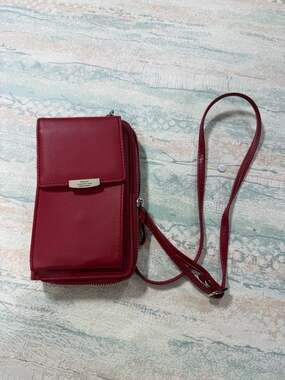 Prettyzys Crossbody Phone Bag Red Leather Wallet